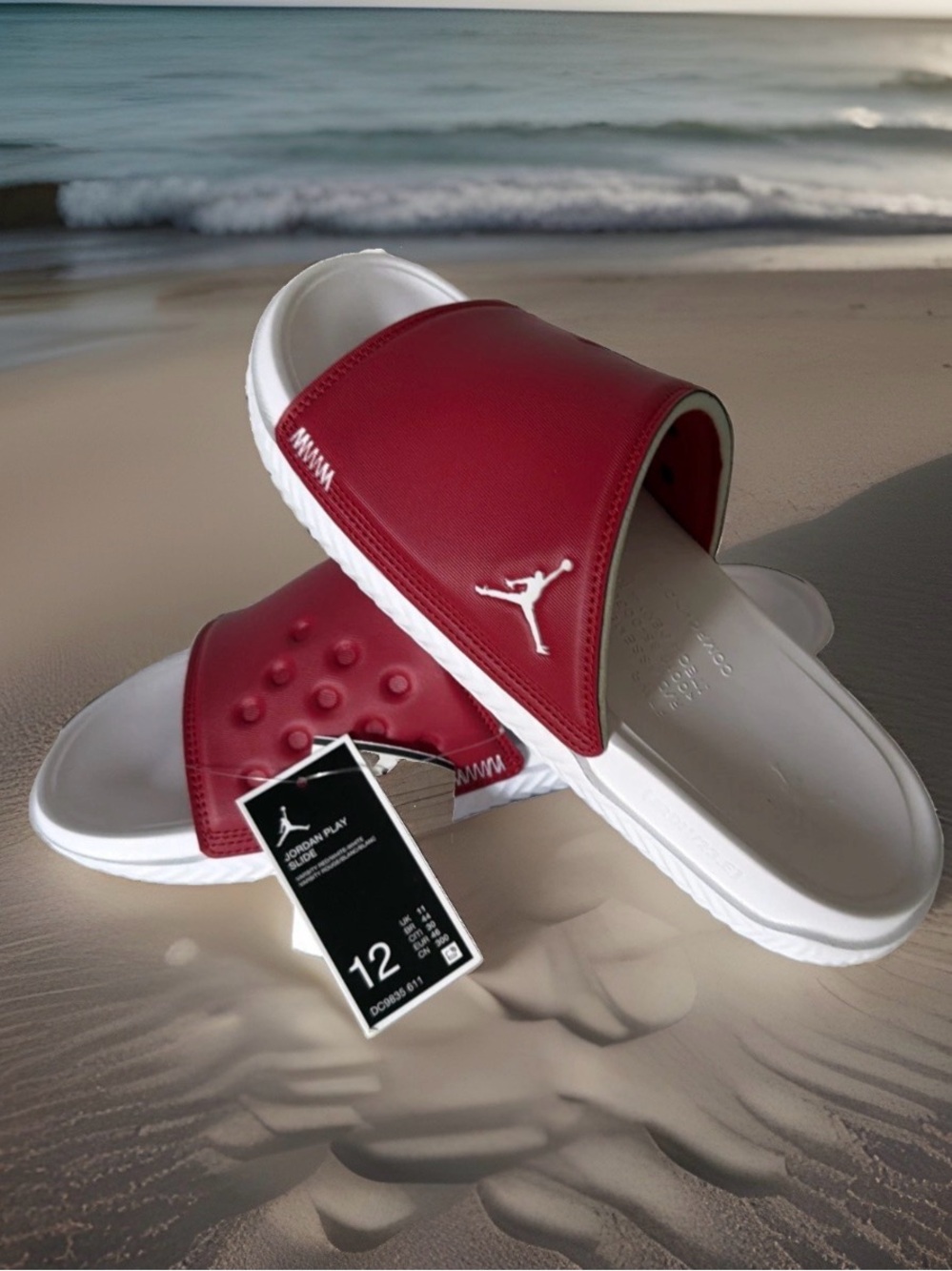 Nike Air Jordan Play Slide Sandal Varsity Red/White DC9835-611 Men's Size 12 NWT